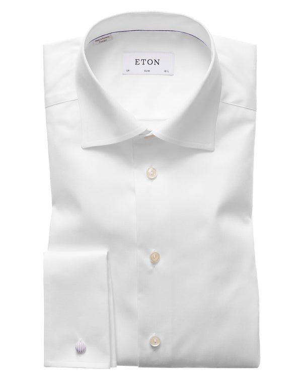 Eton Slim Fit Signature Twill Shirt with French Cuffs - White