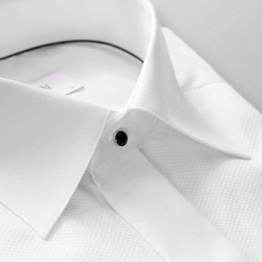 Eton Piqué Slim Fit Tuxedo Shirt – White