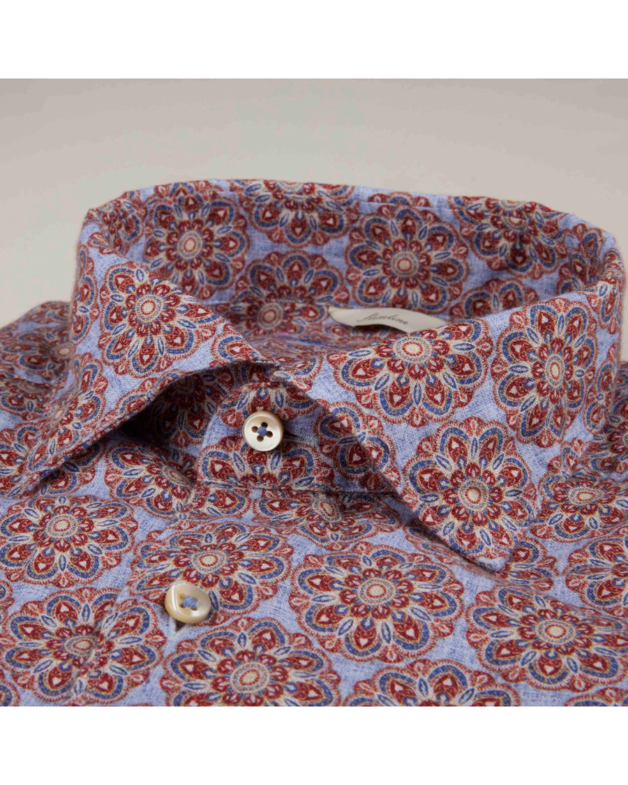 Stenströms Patterned Linen Shirt - Red