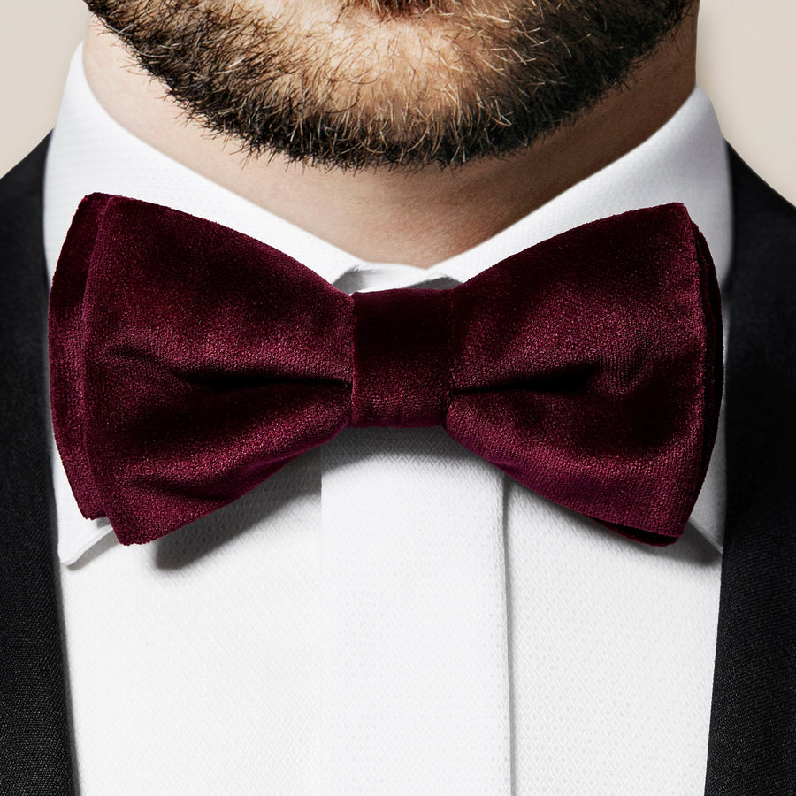 Eton Ready Tied Velvet Bow Tie – Burgundy