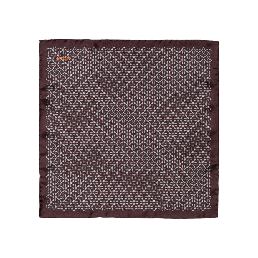 Eton Headphone Print Silk Pocket Square – Burgundy