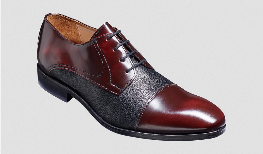 Barker Southwold Derby Shoe - Burgundy Hi-Shine / Black Deerskin