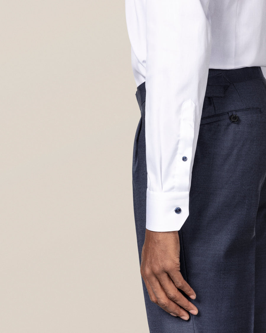 Eton Contemporary Fit Signature Twill Contrast Button Shirt – White