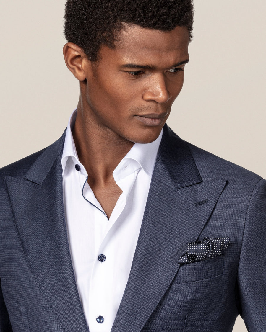 Eton Contemporary Fit Signature Twill Contrast Button Shirt – White