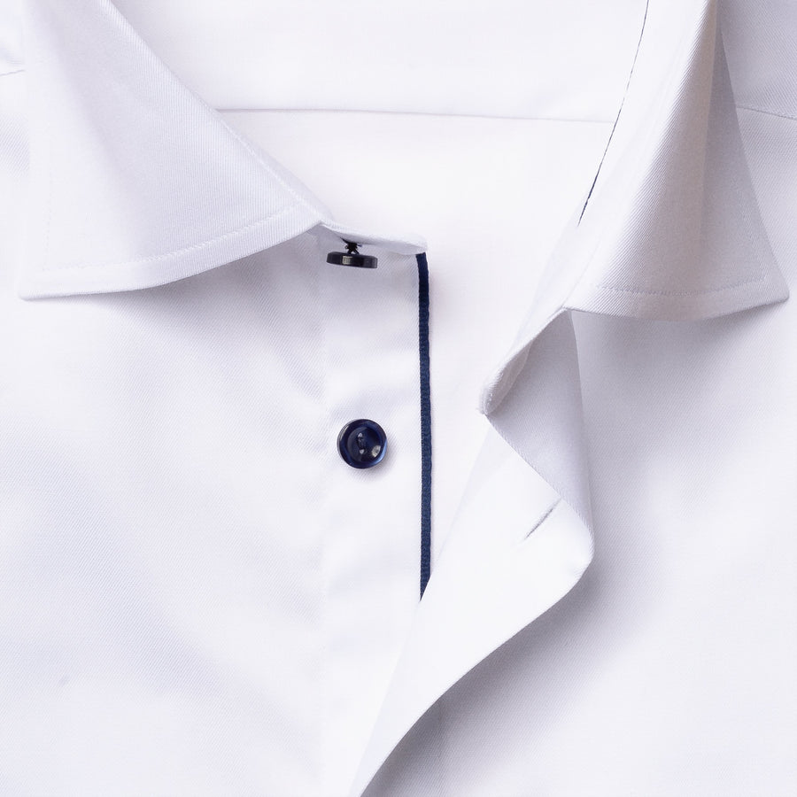 Eton Contemporary Fit Signature Twill Contrast Button Shirt – White