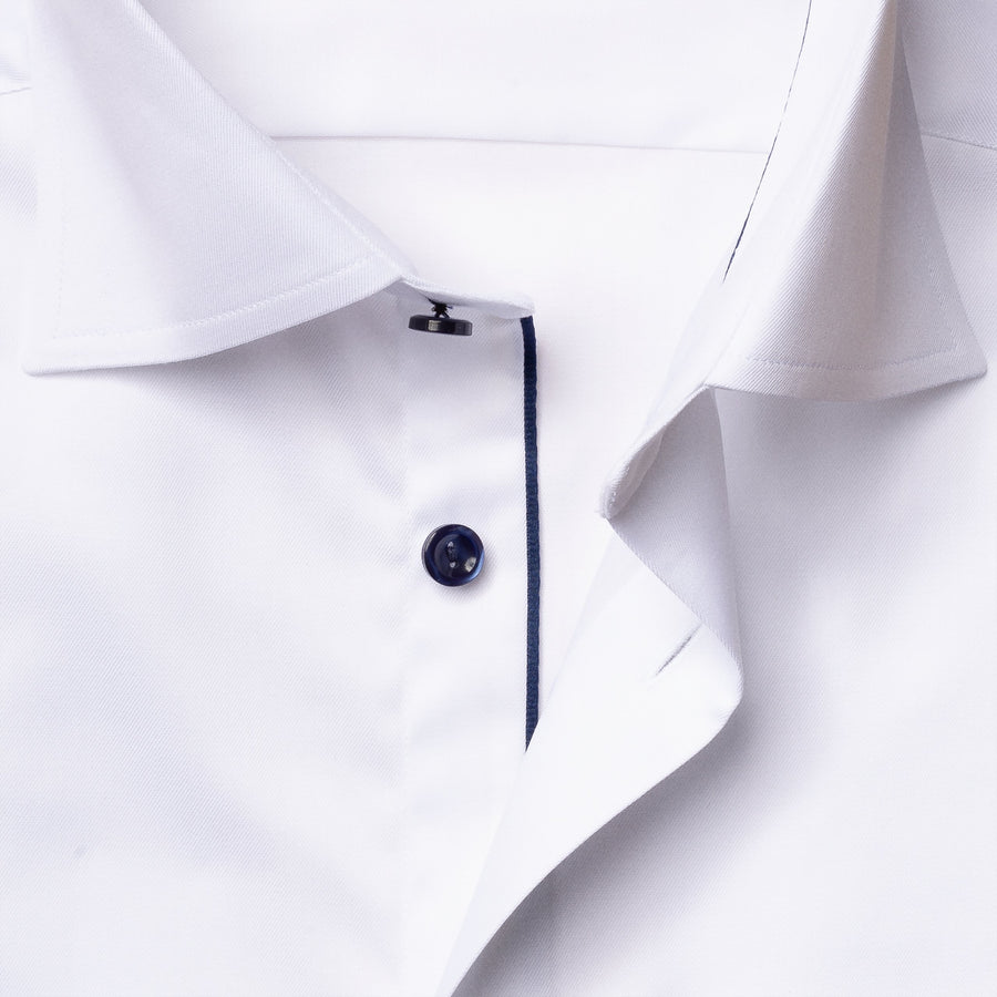 Eton Slim Fit Signature Twill Shirt – White (Navy Details)