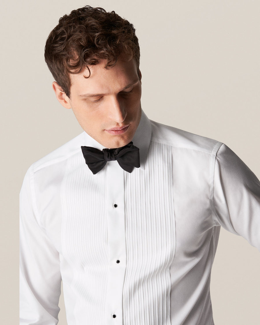 Eton Plissé Contemporary Fit Tuxedo Shirt – White