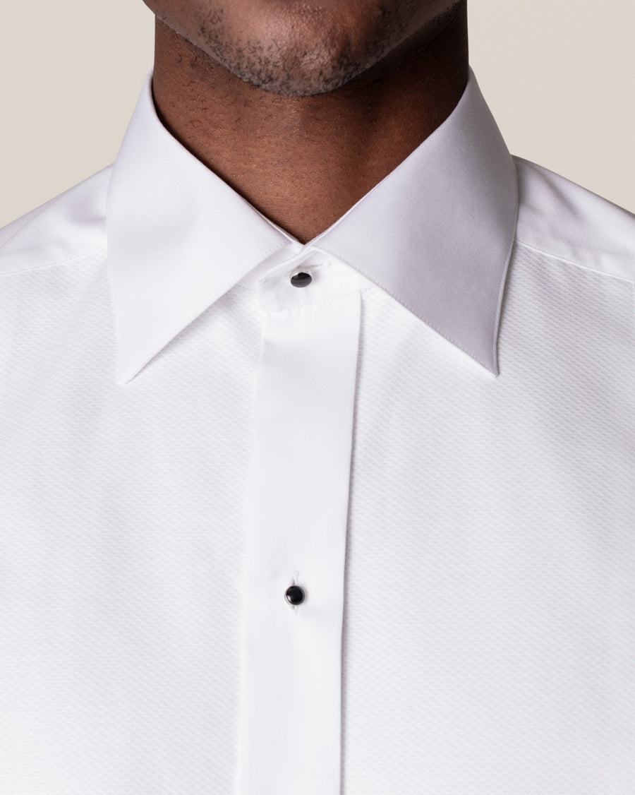 Eton Piqué Slim Fit Tuxedo Shirt – White