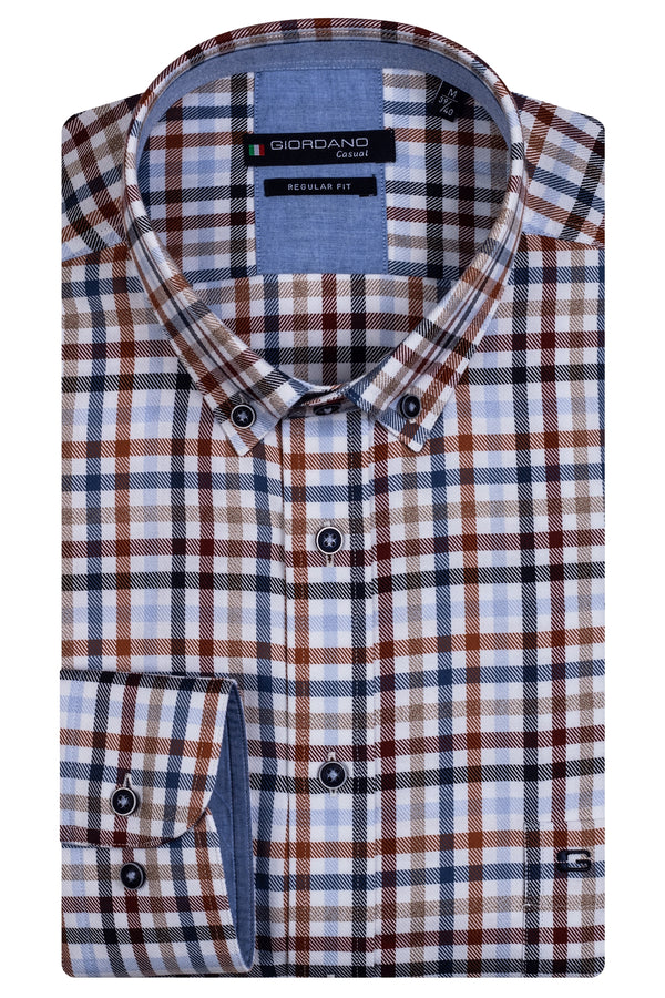 Giordano Button Down Twill Check Shirt - Red