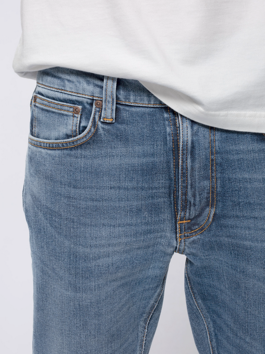 Nudie Jeans Lean Dean - Slim Tapered Fit Organic Jeans - Lost Orange Blue