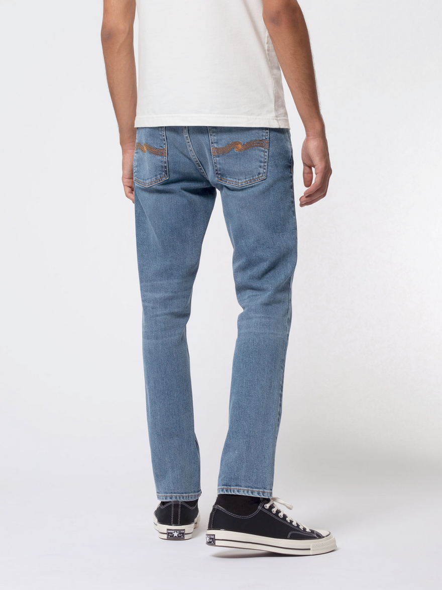 Nudie Jeans Lean Dean - Slim Tapered Fit Organic Jeans - Lost Orange Blue