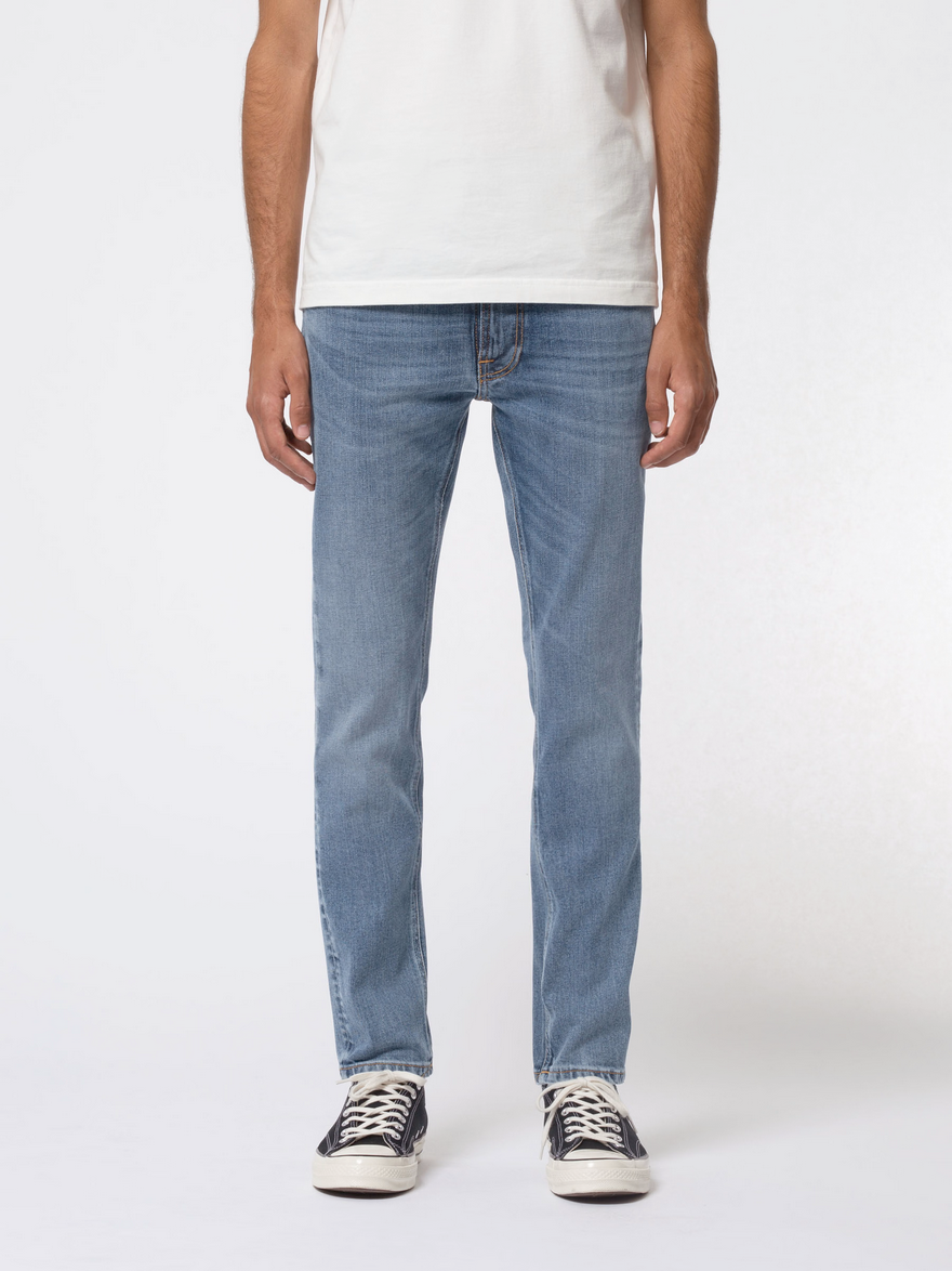 Nudie Jeans Lean Dean - Slim Tapered Fit Organic Jeans - Lost Orange Blue