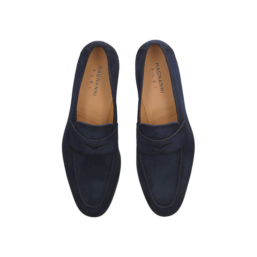 Magnanni Delos Suede Penny Loafer - Navy