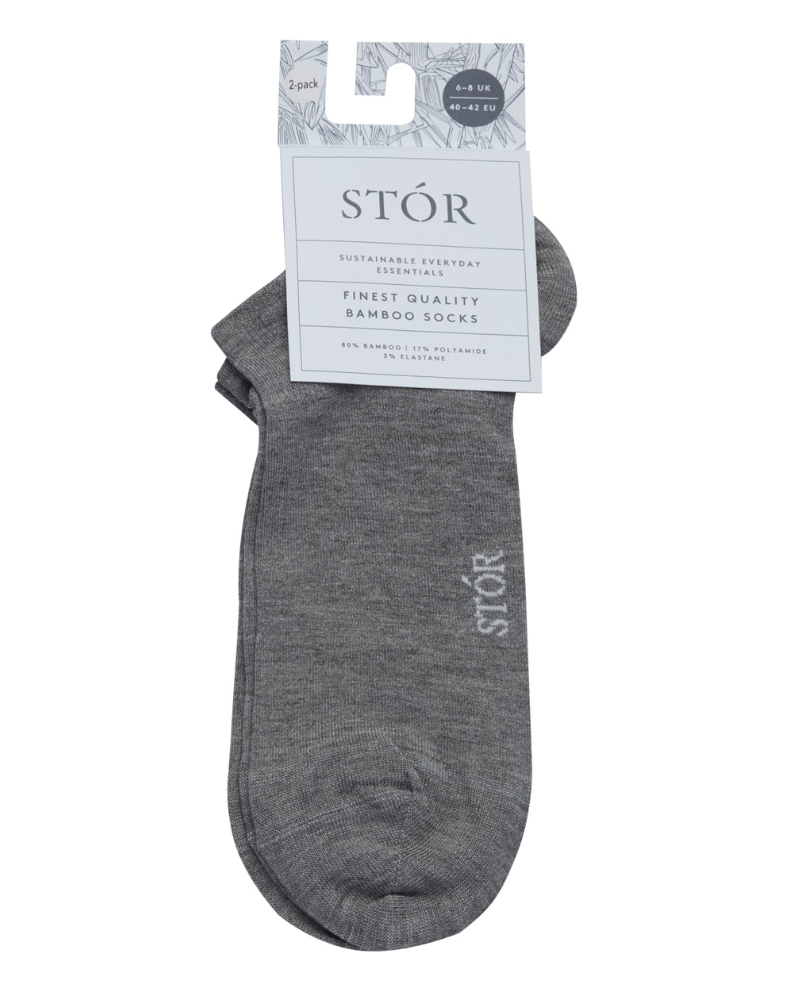 STÓR Bamboo Ankle Socks 2-Pack - Grey