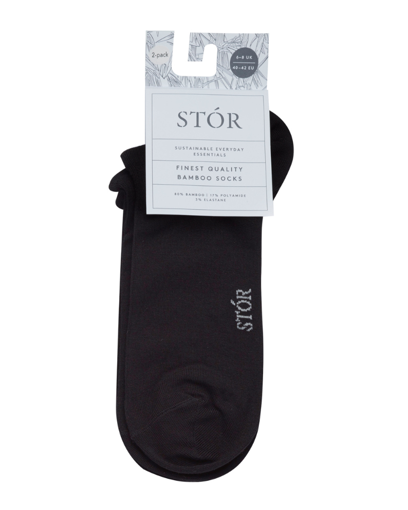 STÓR Bamboo Ankle Socks 2-Pack - Black