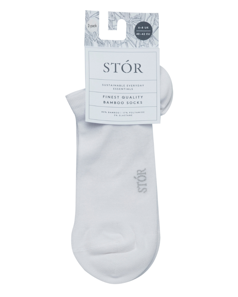 STÓR Bamboo Ankle Socks 2-Pack - White