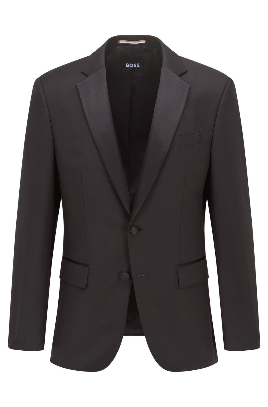 BOSS Slim Fit Virgin Wool Tuxedo Jacket – Black