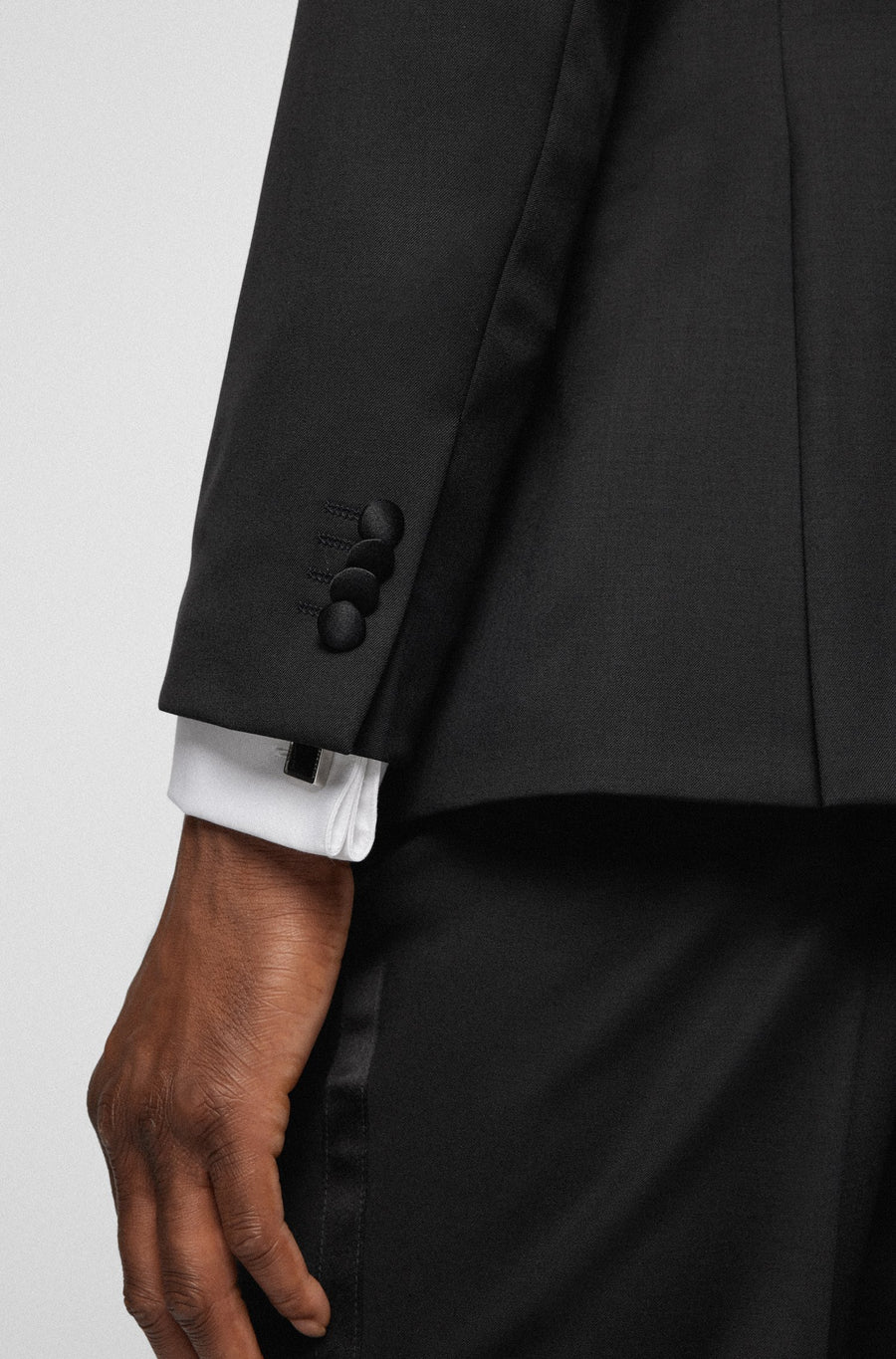 BOSS Slim Fit Virgin Wool Tuxedo Jacket – Black
