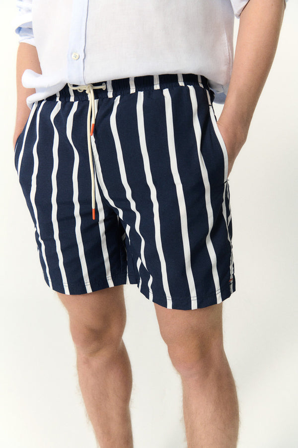 Ecoalf Stripe Printed Shorts - Navy