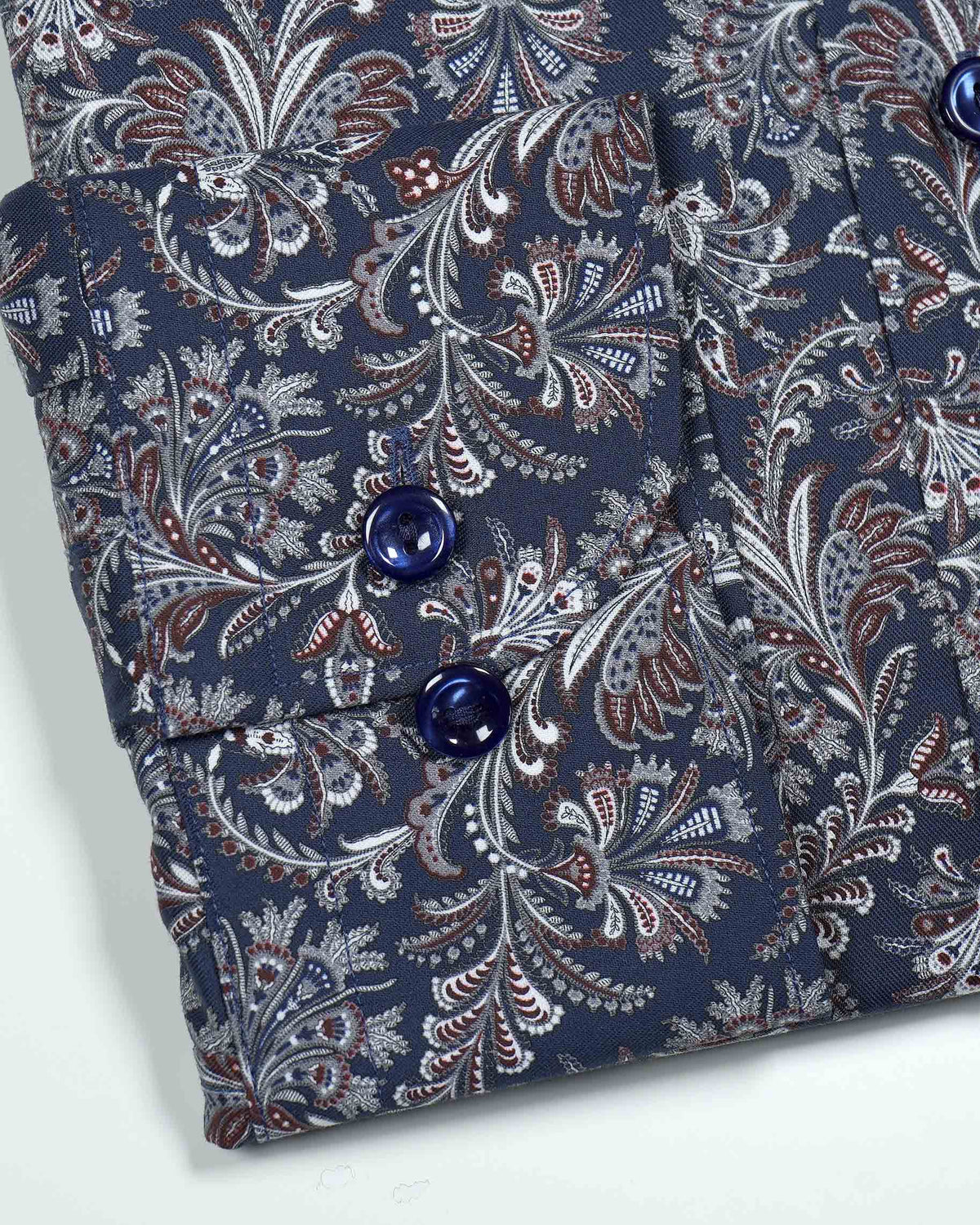 Eton Slim Fit Paisley Print Signature Twill Shirt - Navy
