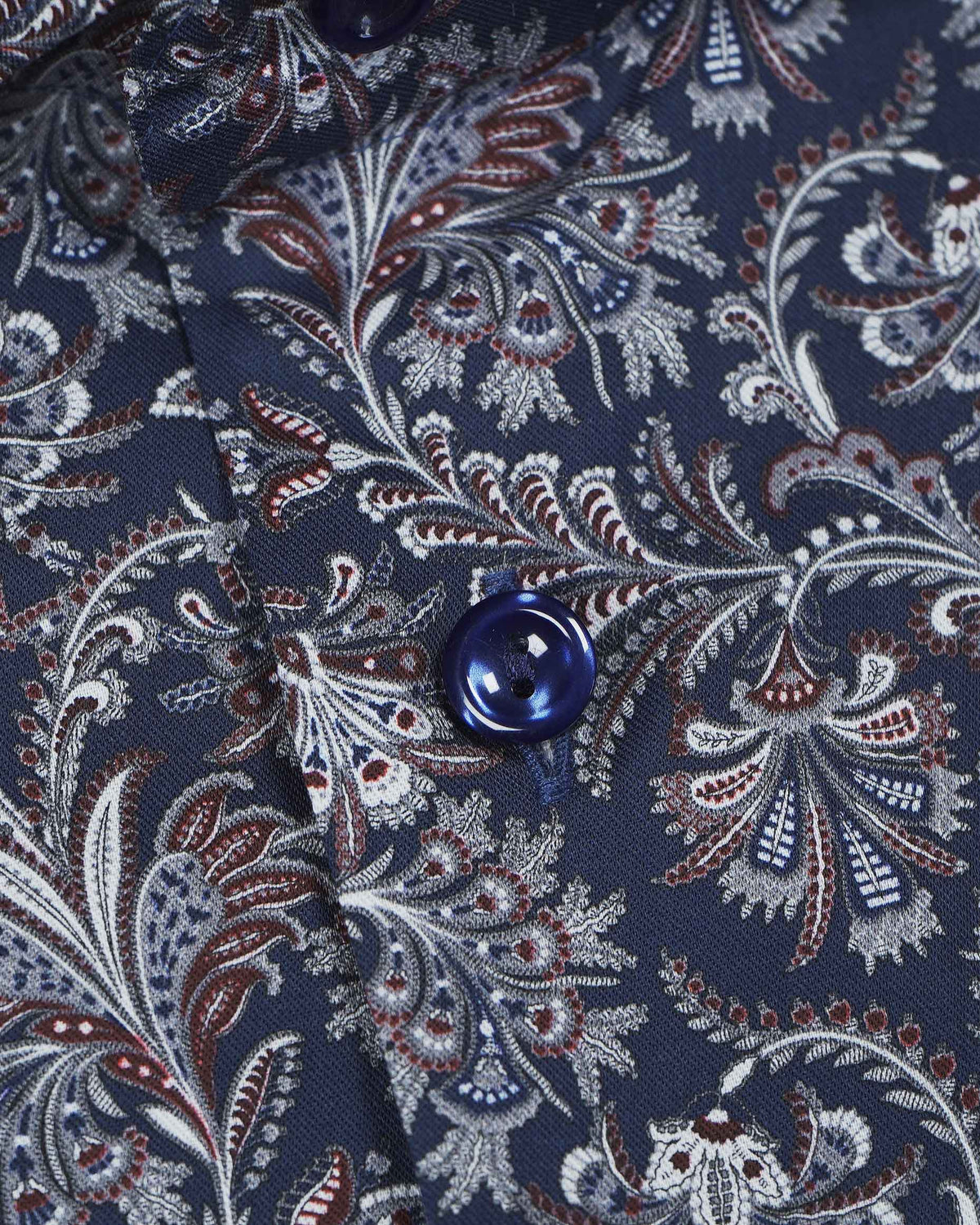 Eton Slim Fit Paisley Print Signature Twill Shirt - Navy