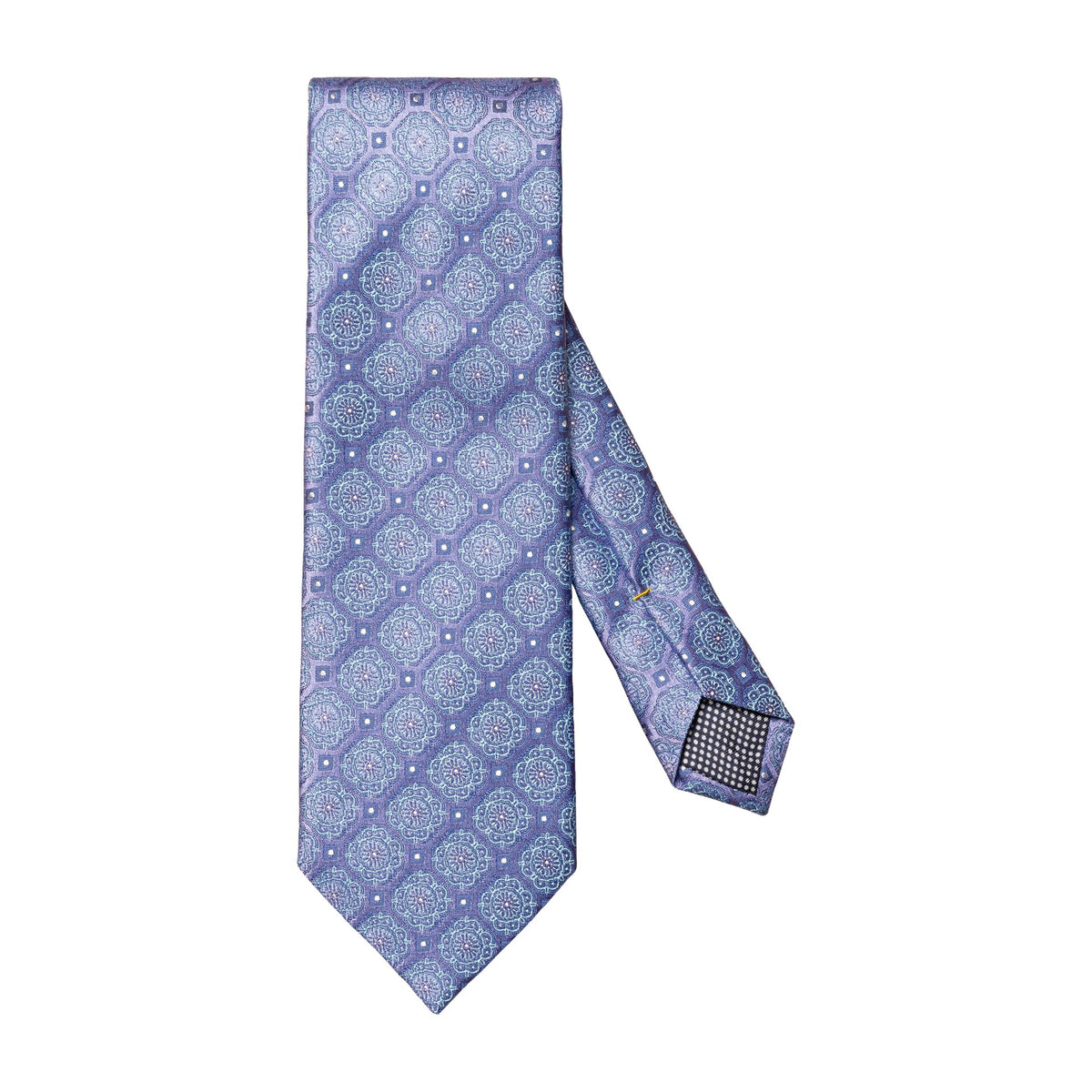 Eton  Floral Print Silk Tie - Mid purple