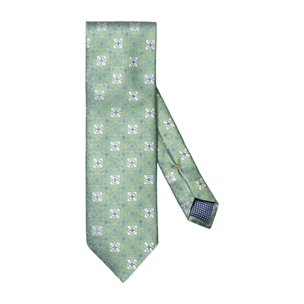 Eton Floral Print Silk Tie - Light green