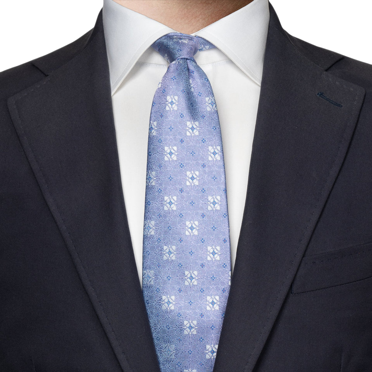 Eton Floral Print Silk Tie - Light purple