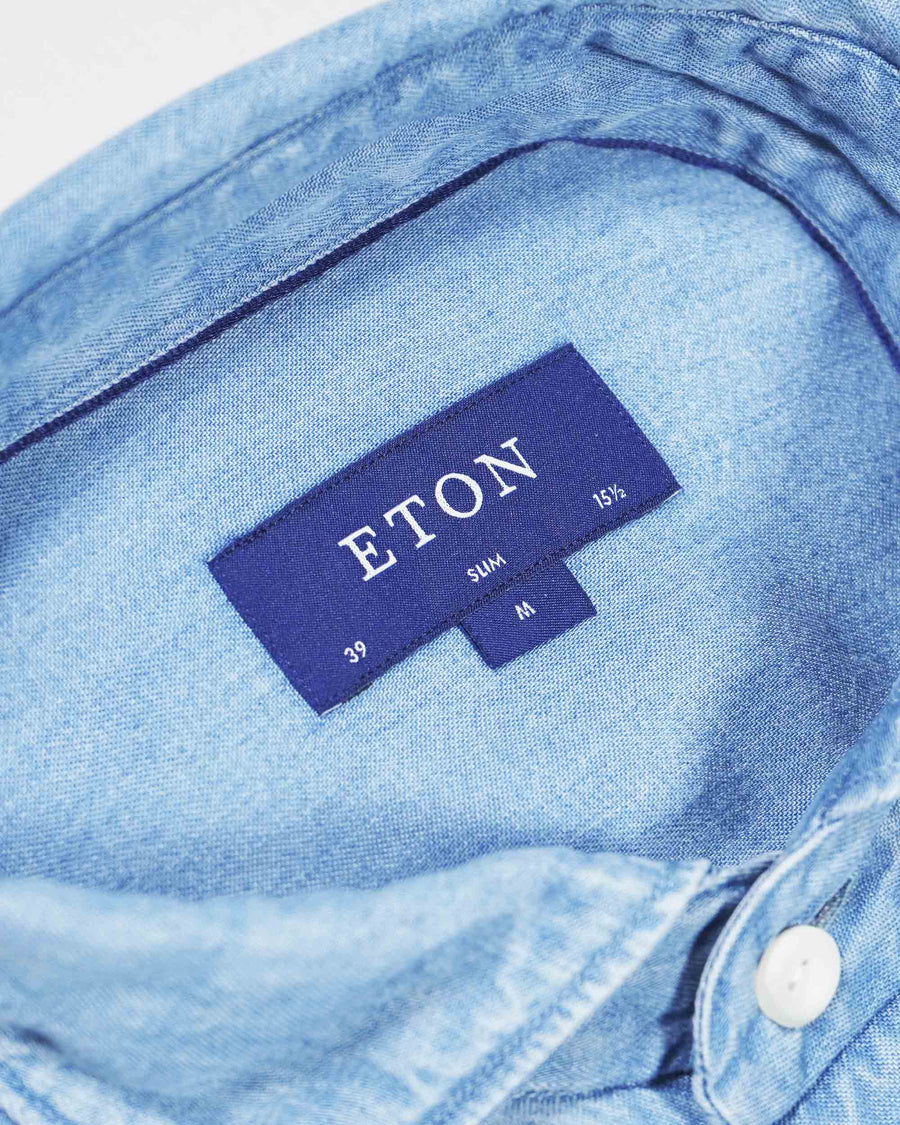 Eton Slim Fit Denim Tencel Shirt – Blue Denim