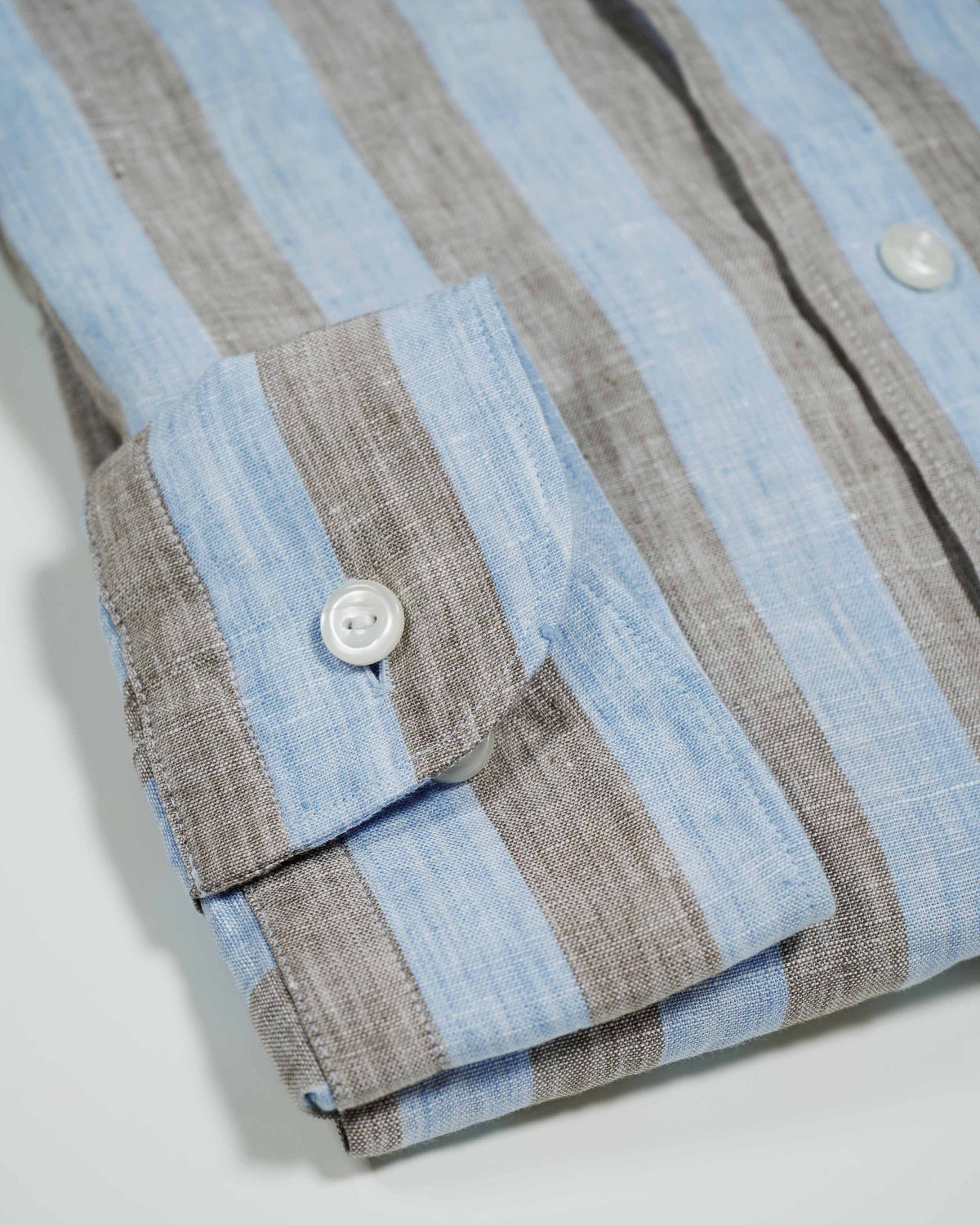 Eton Contemporary Fit Linen Striped Shirt - Beige / Blue
