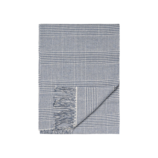 Eton Prince Of Wales Merino Wool Scarf - Blue