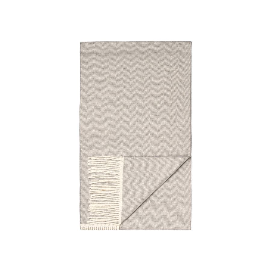 Eton Light Grey Herringbone Merino Wool Scarf – Grey