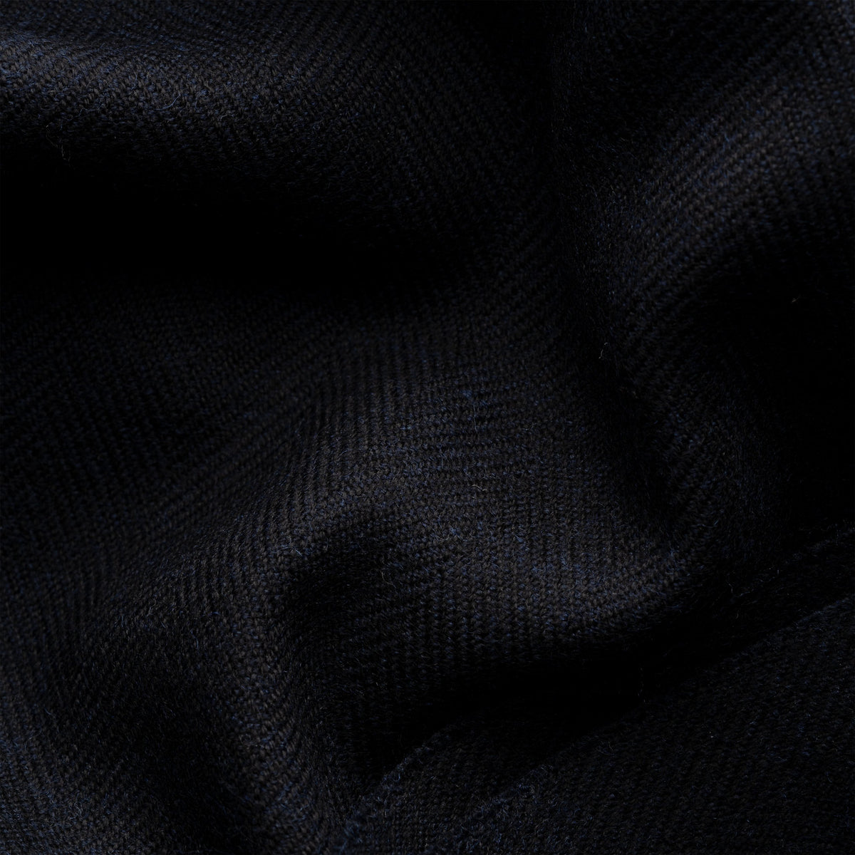 Eton Herringbone Merino Wool Scarf - Navy