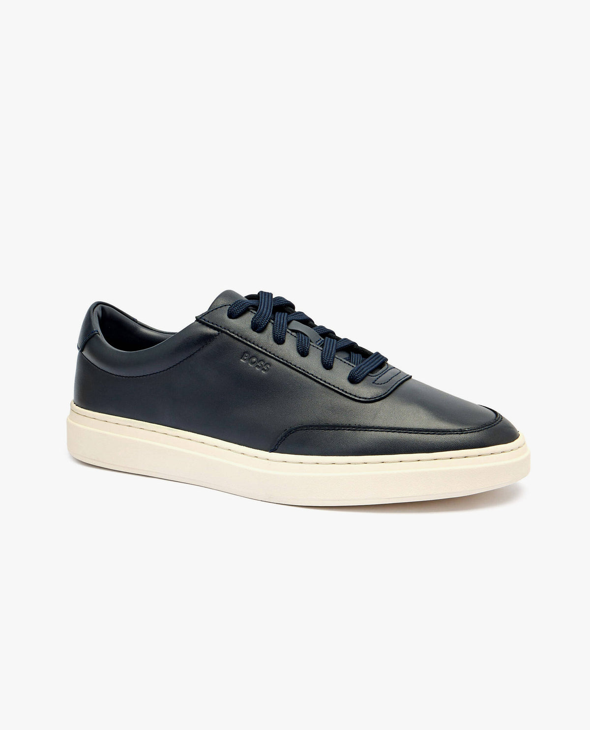 Boss Leather trainers with contrast rubber outsole - Blue