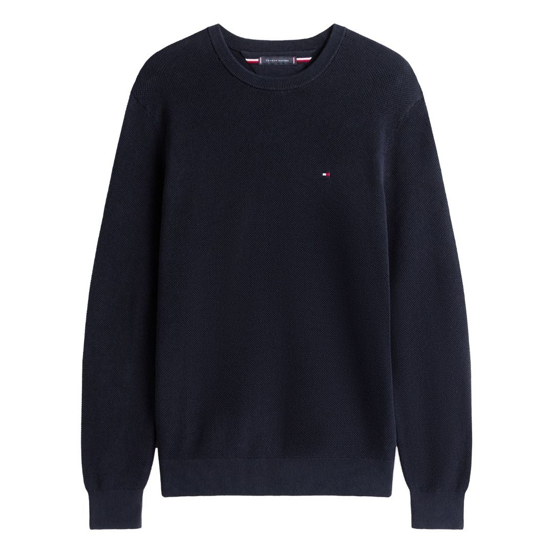 Tommy Hilfiger Textured Knit Crew Neck Jumper - Navy