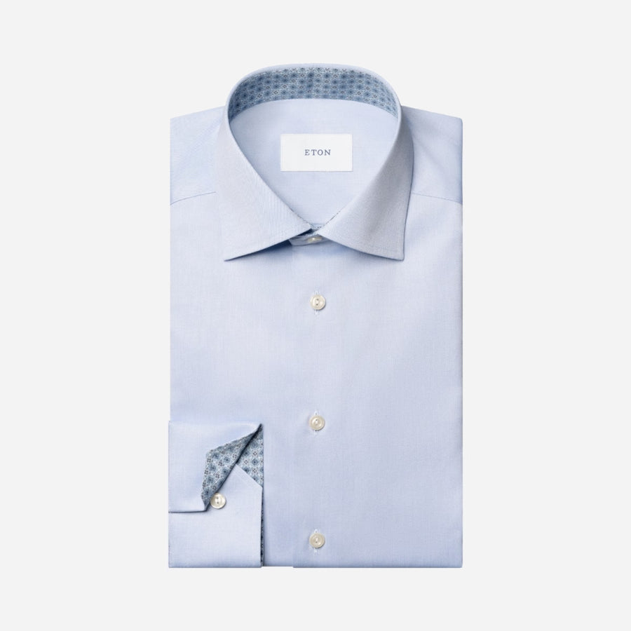 Eton Medallion Effect Signature Twill Shirt – Blue