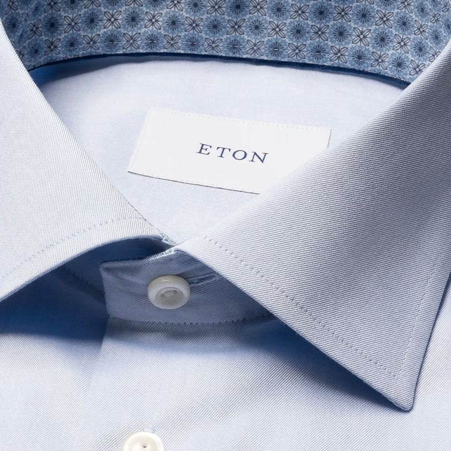 Eton Medallion Effect Signature Twill Shirt – Blue