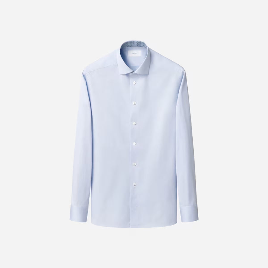 Eton Medallion Effect Signature Twill Shirt – Blue