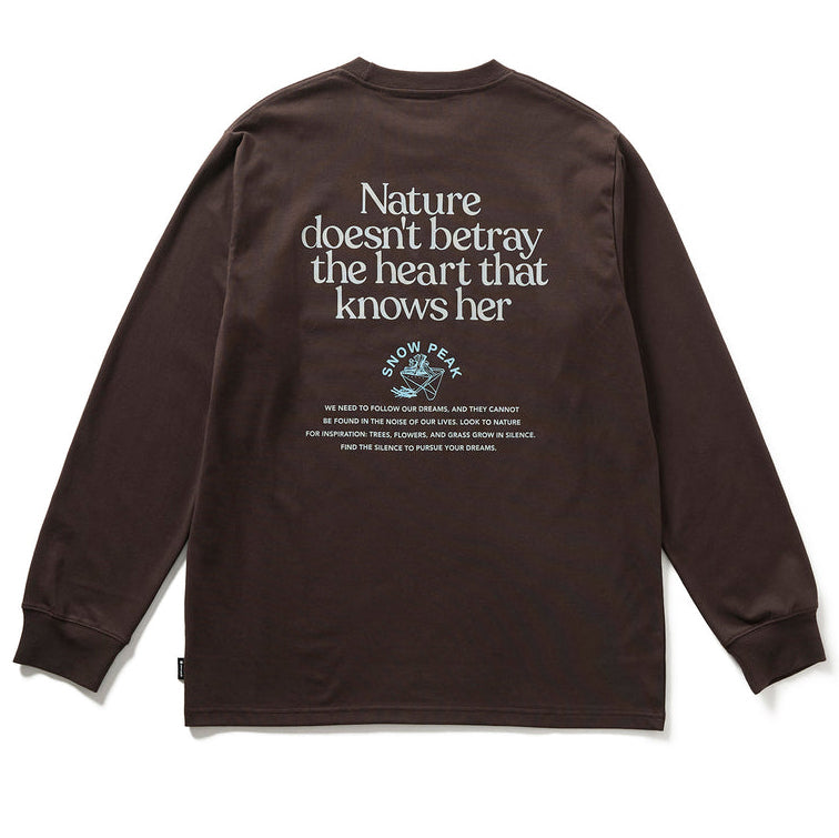 Snow Peak &#39;Living With Nature&#39; Long Sleeved T-Shirt - Brown
