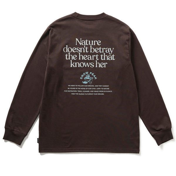 Snow Peak 'Living With Nature' Long Sleeved T-Shirt - Brown