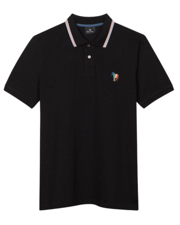 Paul Smith Reg Fit Polo Zebra Embroidered - Black