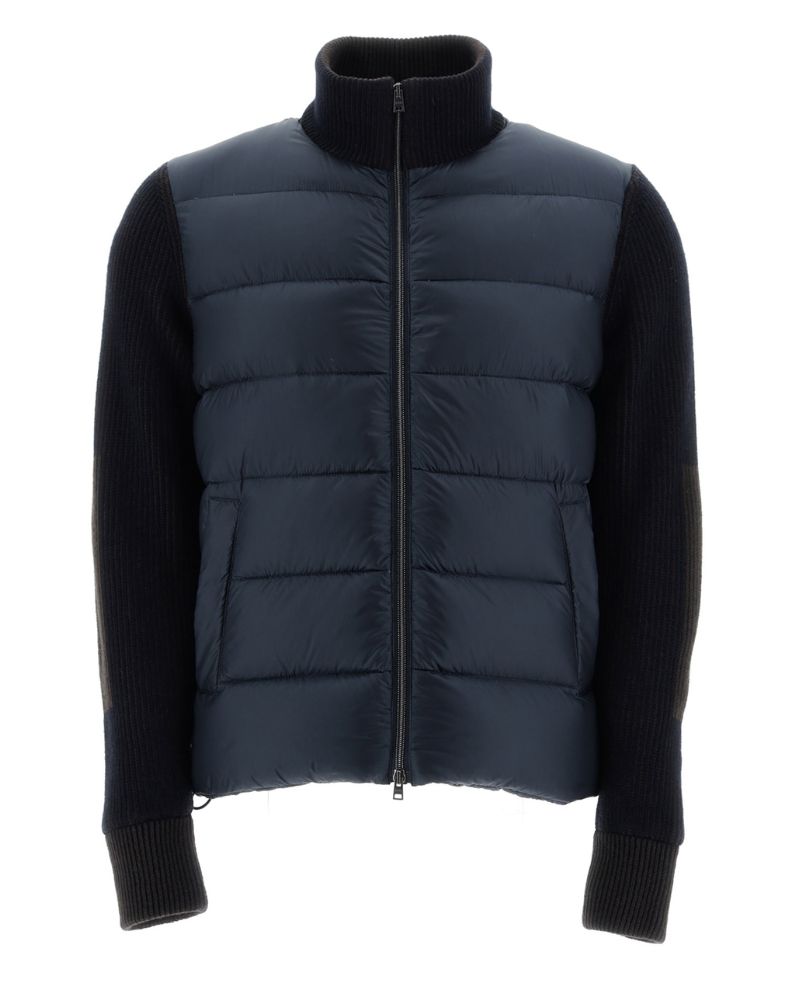 Herno Bomber Jacket in Nylon Ultralight and Vanish&#39; Knit - Navy