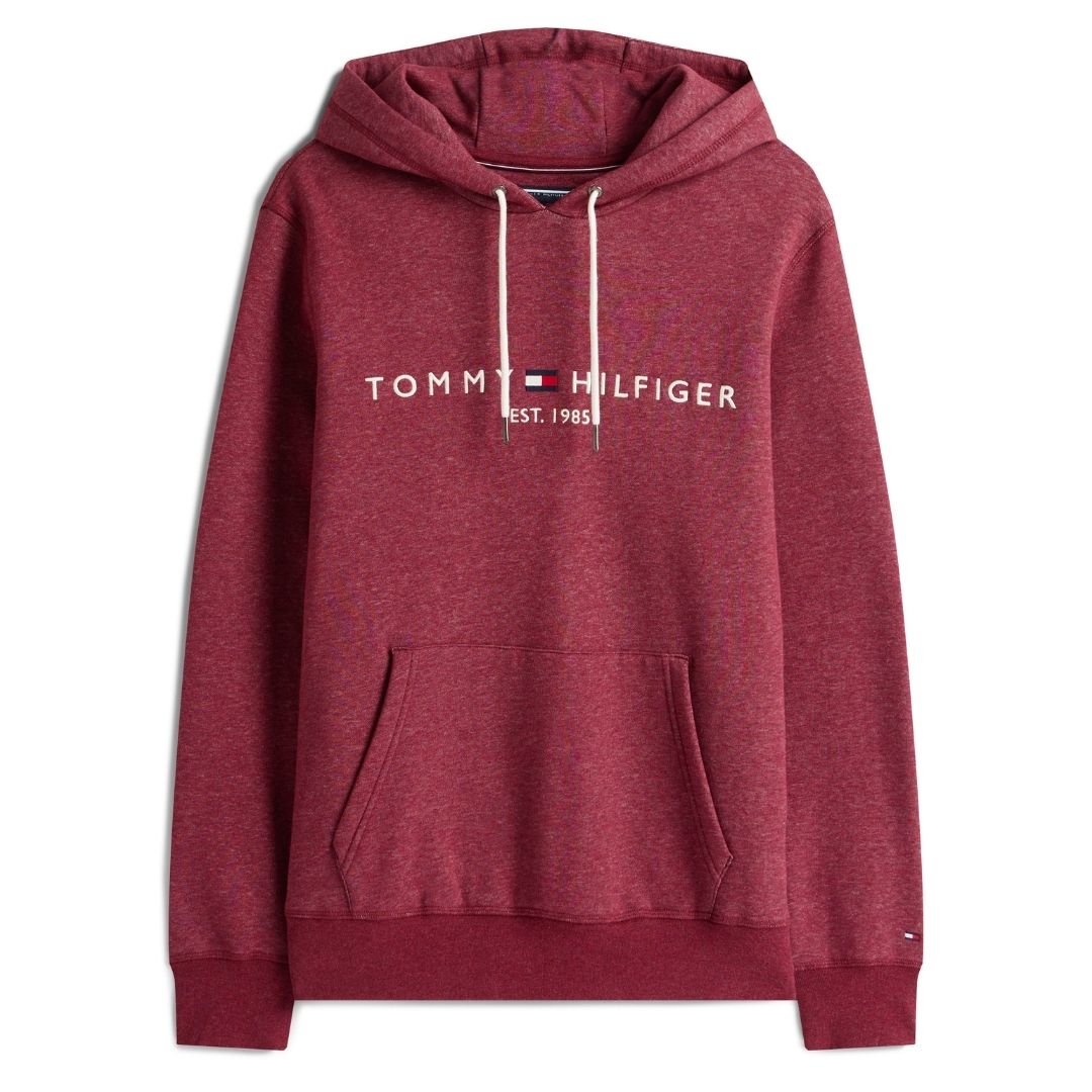 Tommy Hilfiger  Fleece Drawstring Logo Hoody - Red