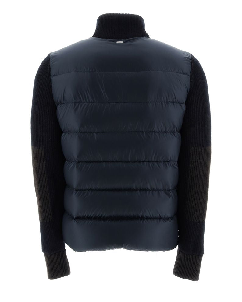 Herno Bomber Jacket in Nylon Ultralight and Vanish&#39; Knit - Navy