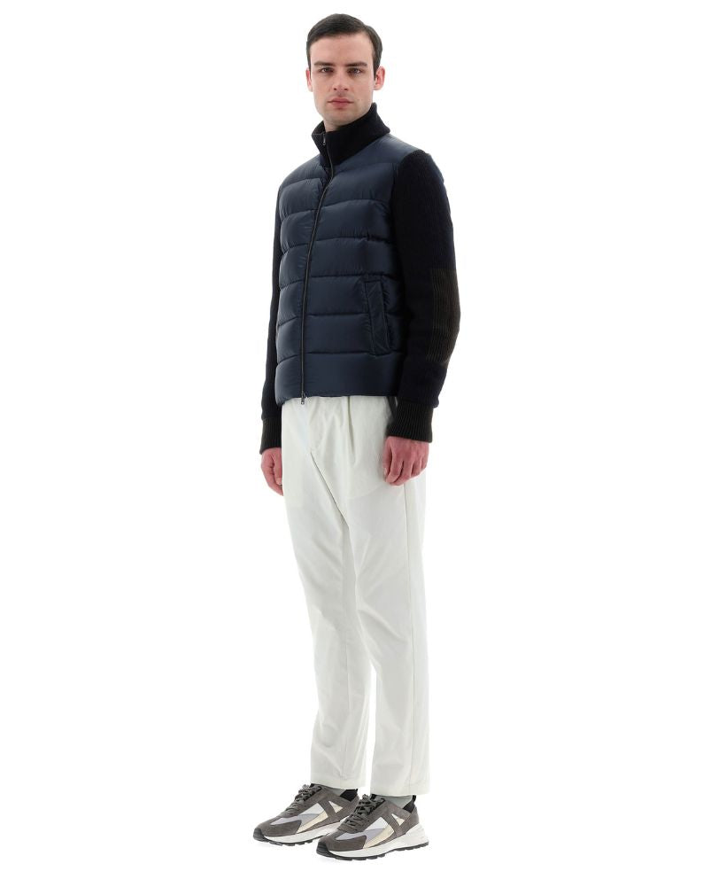 Herno Bomber Jacket in Nylon Ultralight and Vanish&#39; Knit - Navy