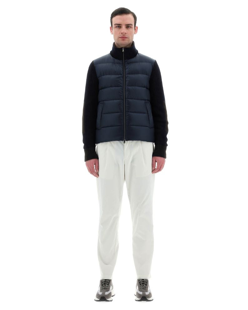 Herno Bomber Jacket in Nylon Ultralight and Vanish&#39; Knit - Navy