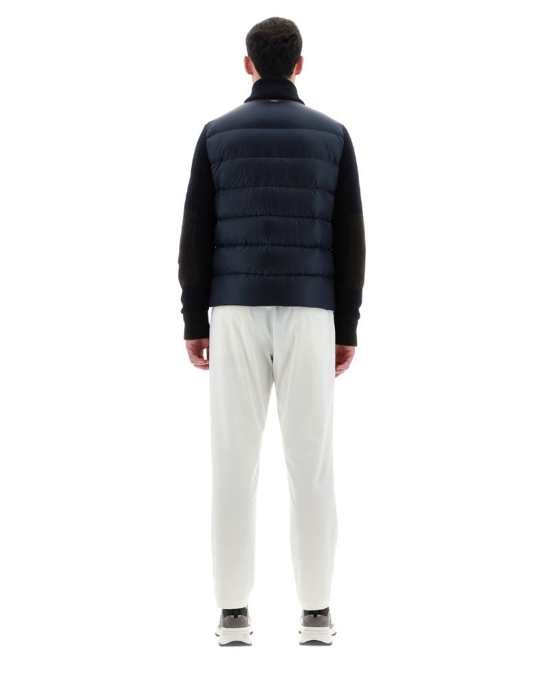 Herno Bomber Jacket in Nylon Ultralight and Vanish&#39; Knit - Navy