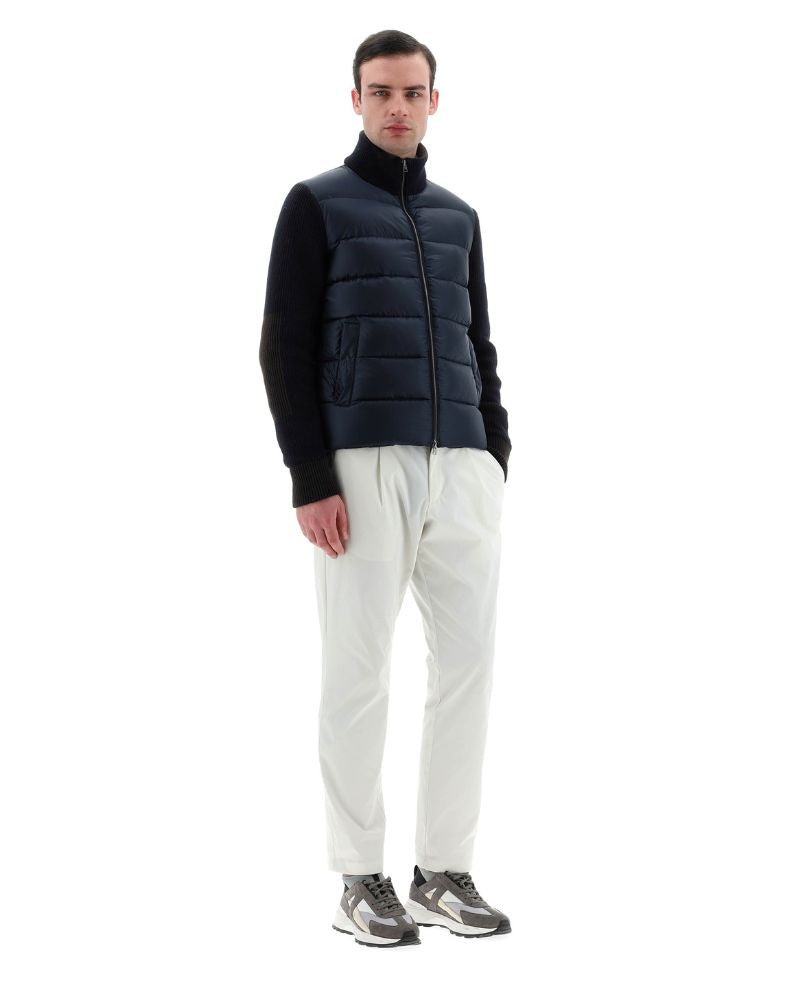 Herno Bomber Jacket in Nylon Ultralight and Vanish&#39; Knit - Navy