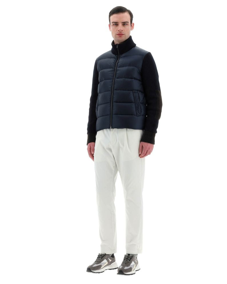 Herno Bomber Jacket in Nylon Ultralight and Vanish&#39; Knit - Navy