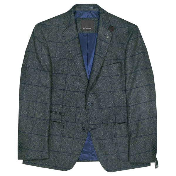 Roy Robson Wool and Silk Mix Checked Jacket - Green